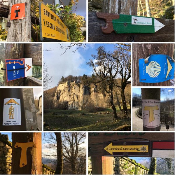 Balisage du Chemin d'Assise à La Verna en Italie