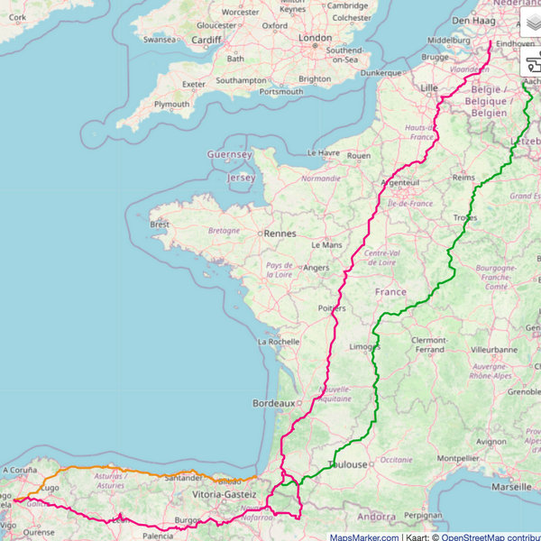 Les chemins cyclistes des hollandais vers Compostelle